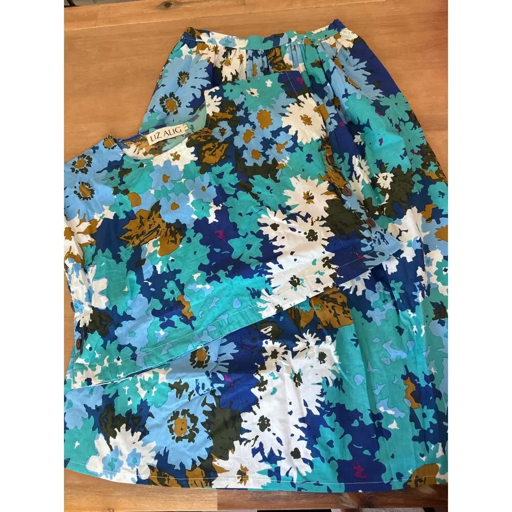 Liz Alig Claudia Floral Set Skirt & Top Small Slow Fashion 100% Organic Cotton